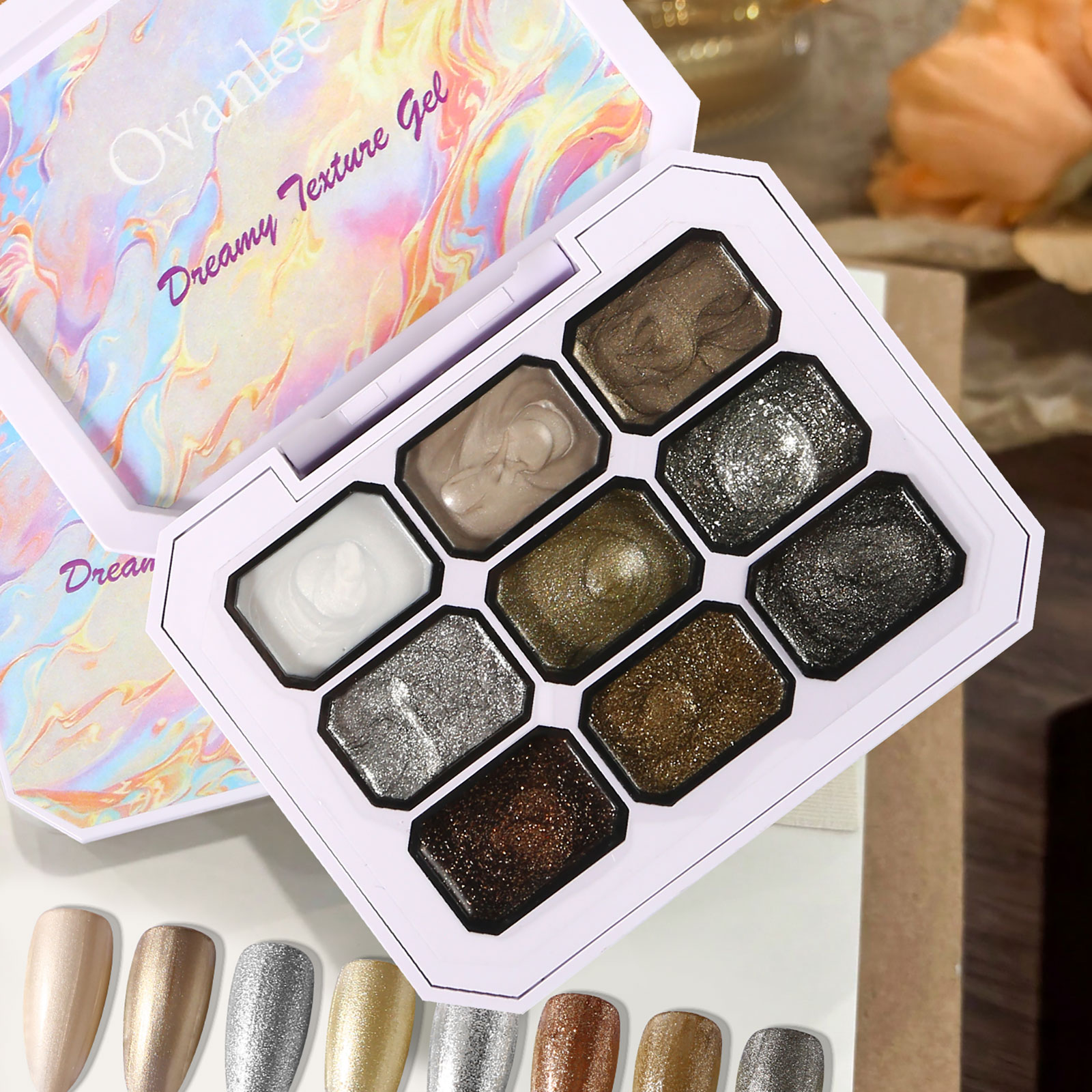 Resin Art Gel - Ovanlee 9-Grid Solid Gel Nail Palette