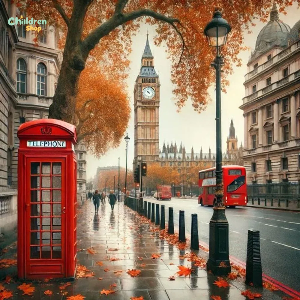Resin Art Uk - Autumn London Big Ben Red Phone