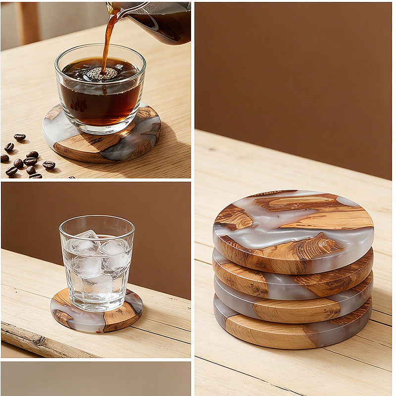 Drink Coaster Set, Wooden Bar  - огляд і ціна Resin Art Coffee Table