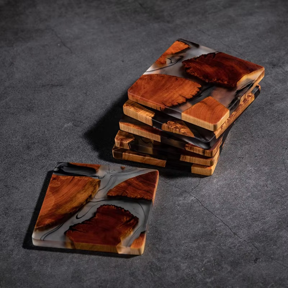 Wood Resin Coasters Square Cup - огляд і ціна Resin Art Coffee Table