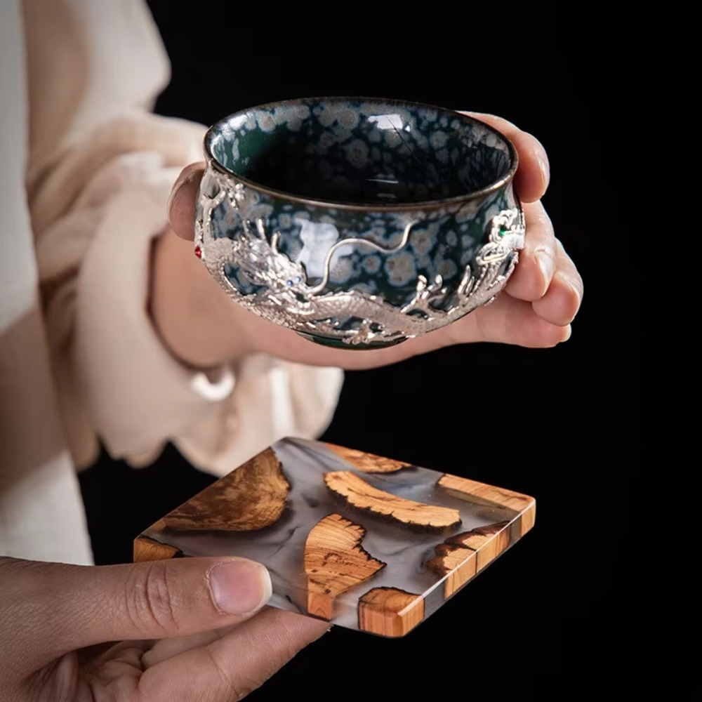 Wood Resin Coasters Square Cup - огляд і ціна Resin Art Coffee Table