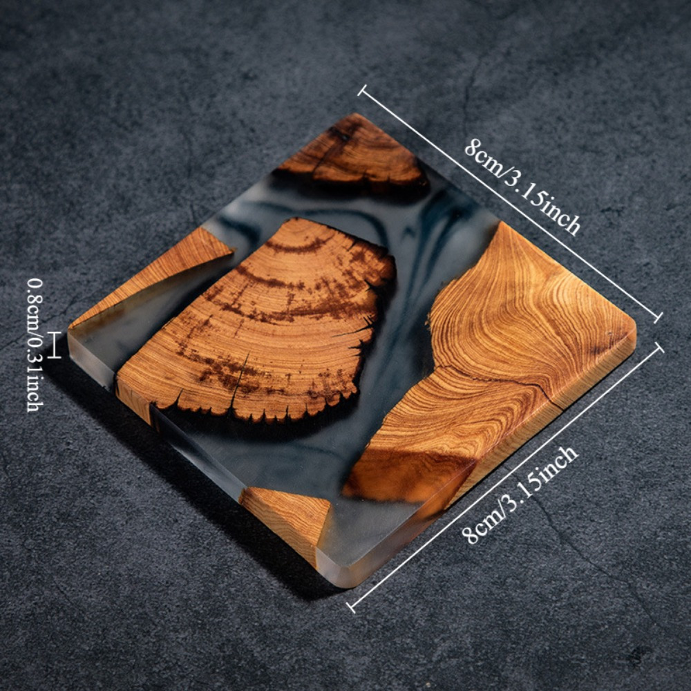 Wood Resin Coasters Square Cup - огляд і ціна Resin Art Coffee Table