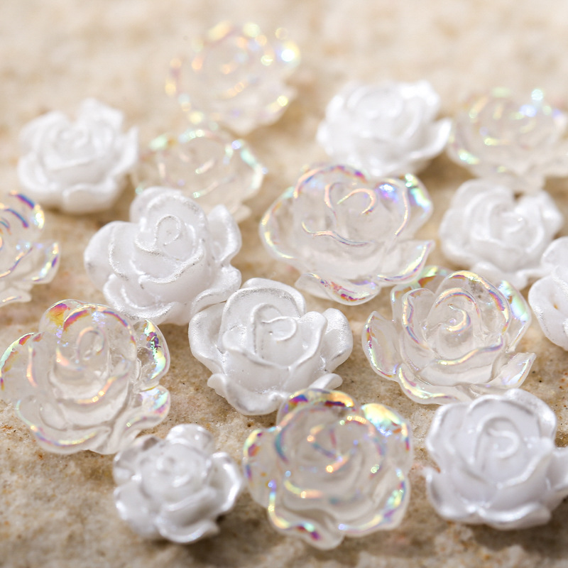 50PCS 6/8/10MM White Rose Flow - огляд і ціна Resin Art Rose Petals