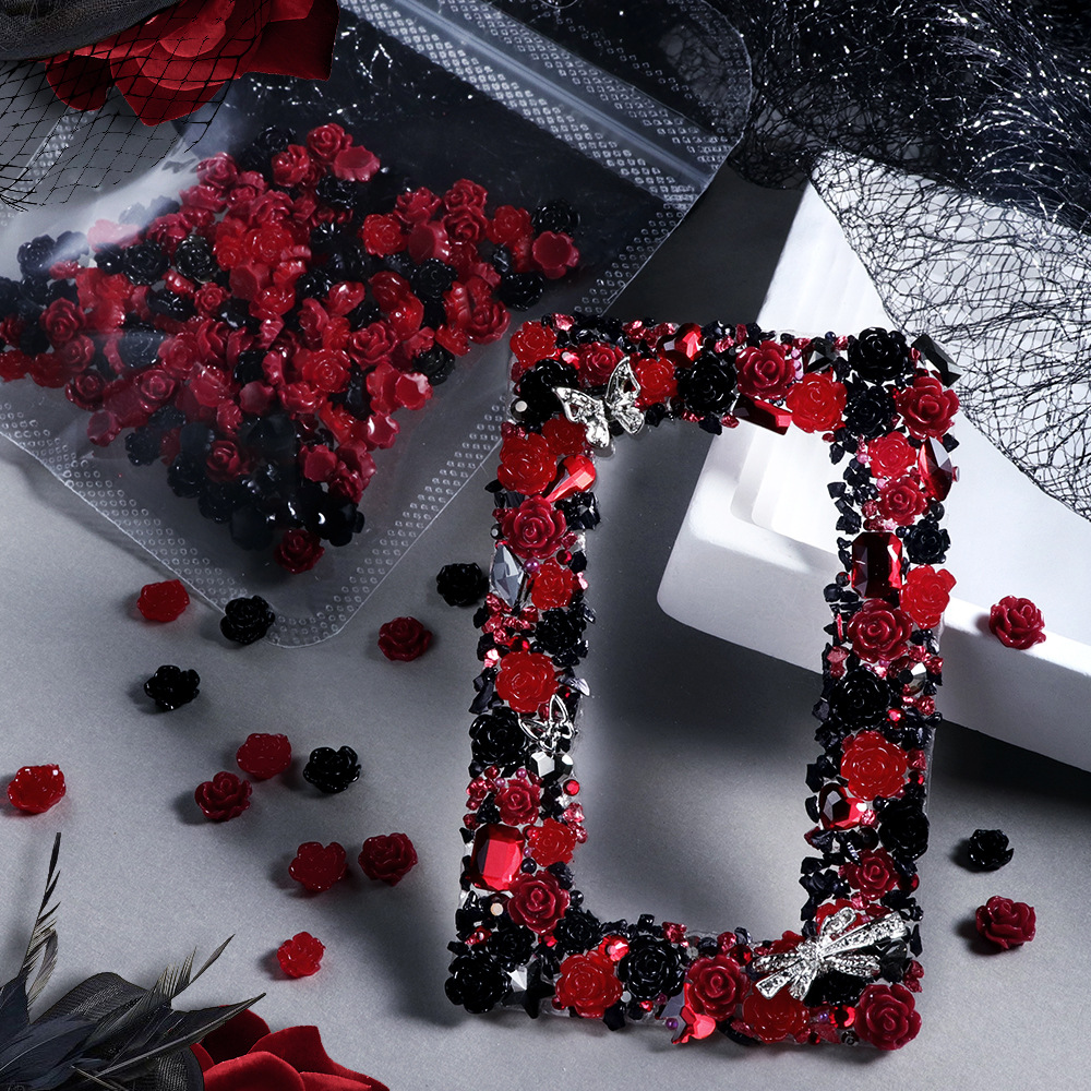 100pcs Red & Black Resin Rose  - огляд і ціна Resin Art Rose Petals