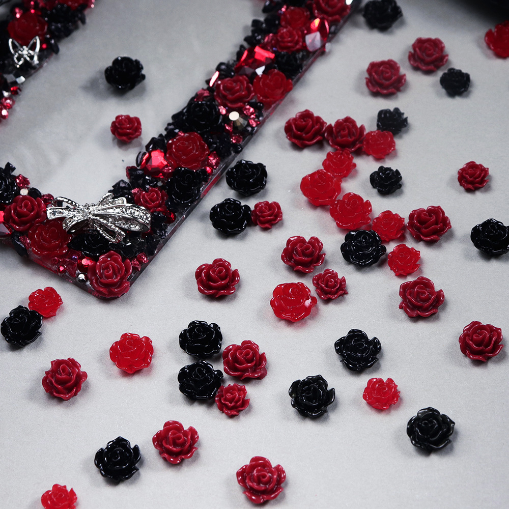 100pcs Red & Black Resin Rose  - огляд і ціна Resin Art Rose Petals