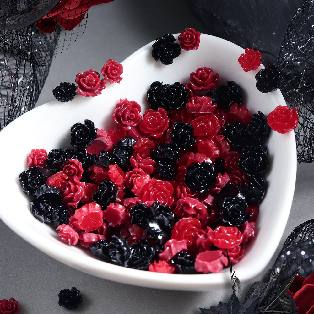 100pcs Red & Black Resin Rose  - огляд і ціна Resin Art Rose Petals