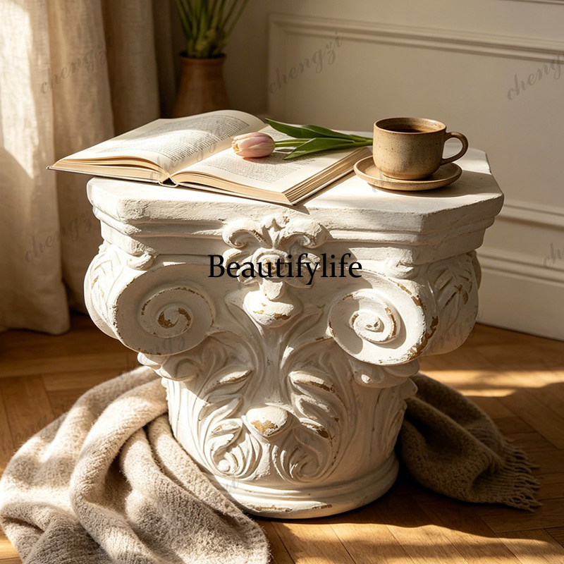French retro old Roman column  - огляд і ціна Resin Art Coffee Table
